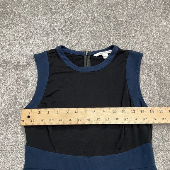 Diane Von Furstenberg DVF Midi Sheath Dress Womens 4 Black Blue Sleeveless NWOT - Picture 13 of 14